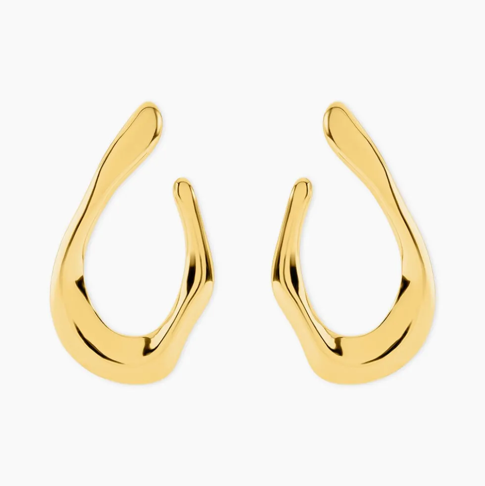 Boucles D'Oreilles Pendantes Mamamia Acier Jaune
