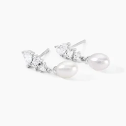 Boucles D'Oreilles Pendantes Elea Argent Blanc Perle De Culture Oxyde De Zirconium