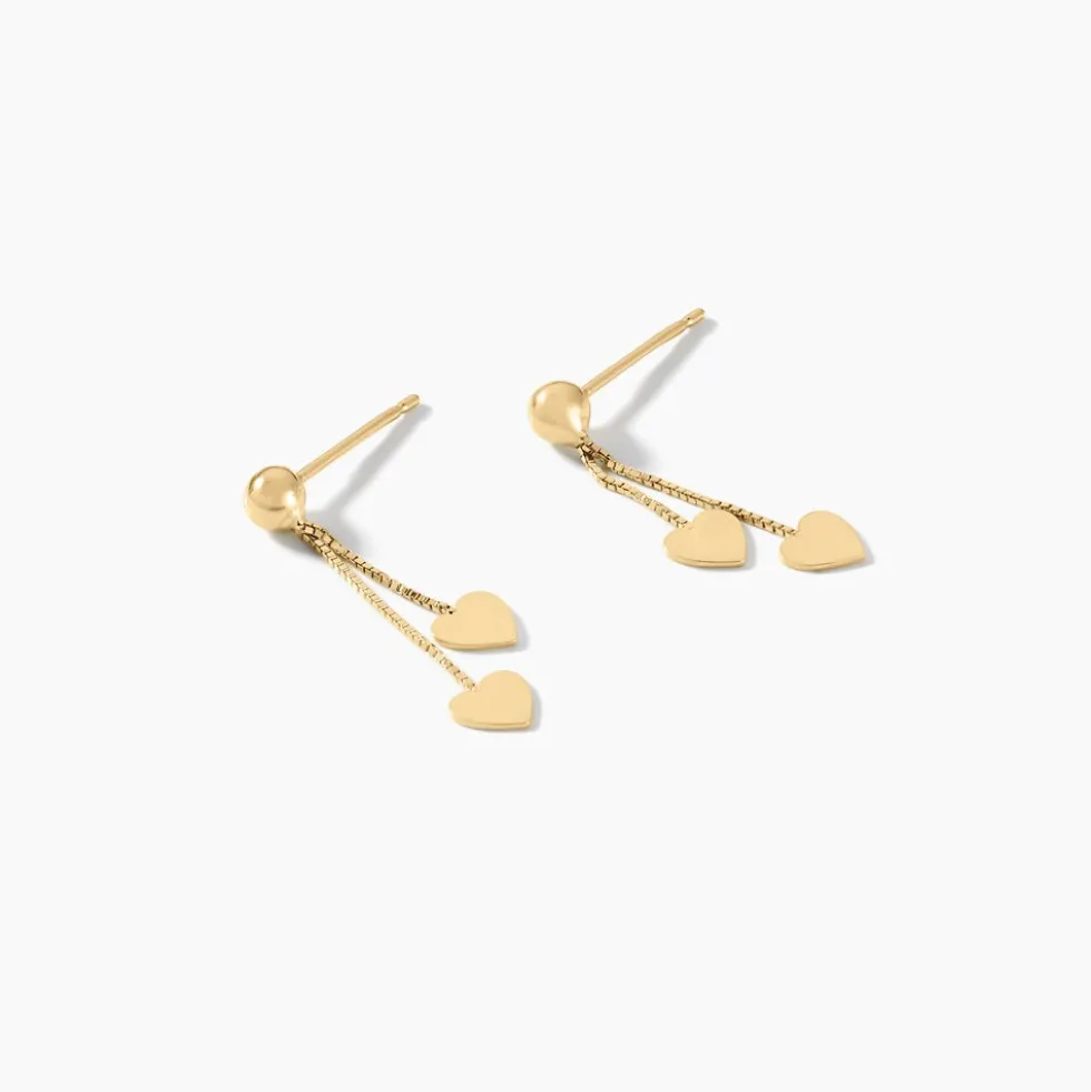 Boucles D'oreilles Pendantes Ervins Pendantes Coeurs Or Jaune