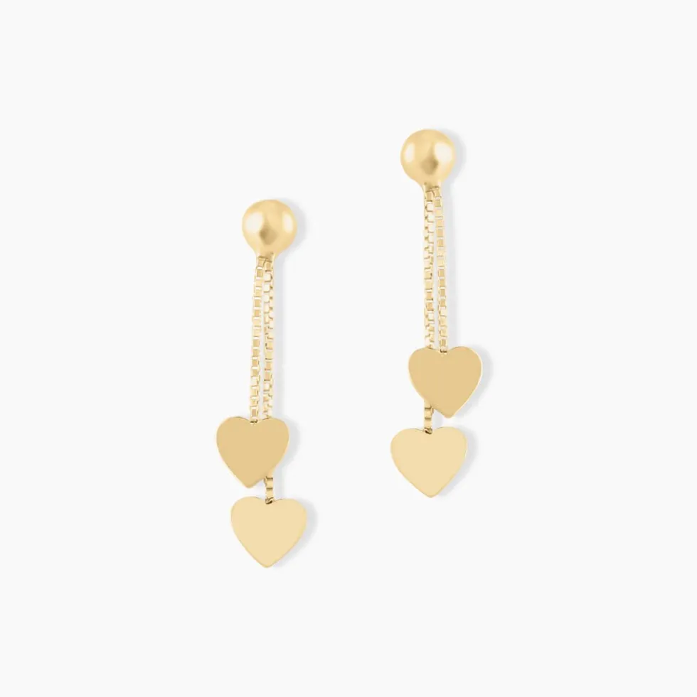 Boucles D'oreilles Pendantes Ervins Pendantes Coeurs Or Jaune