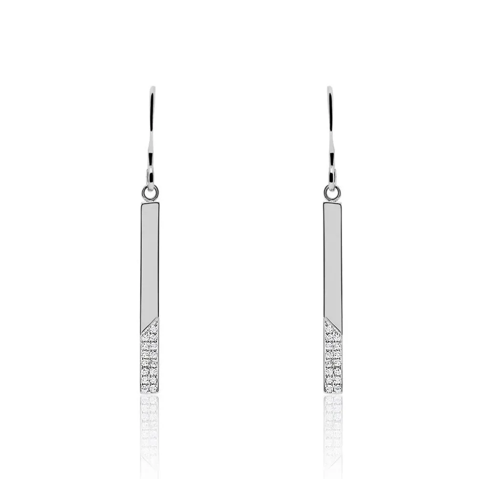Boucles D'oreilles Pendantes Evodie Argent Blanc Oxyde De Zirconium