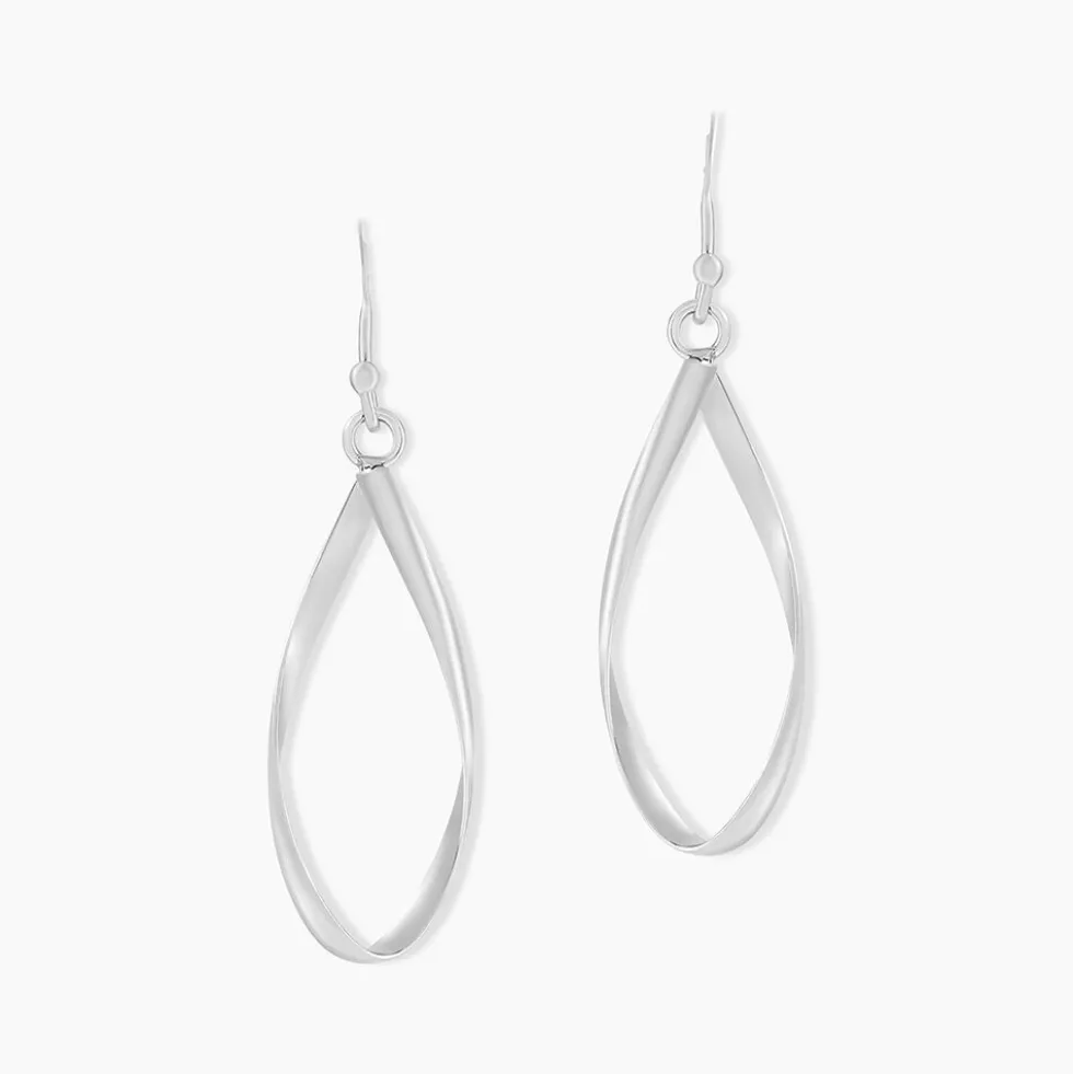 Boucles D'oreilles Pendantes Twisty Argent Blanc
