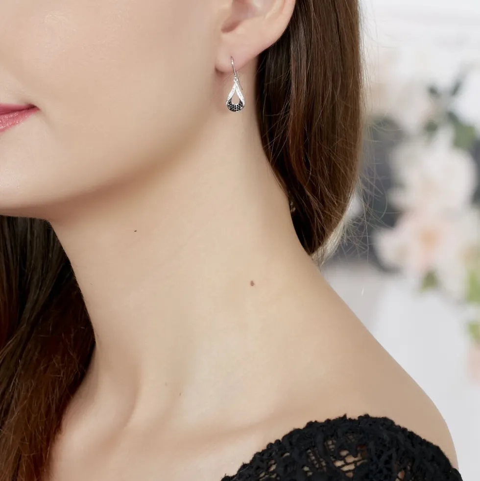 Boucles D'oreilles Pendantes Romanne Or Blanc Diamant