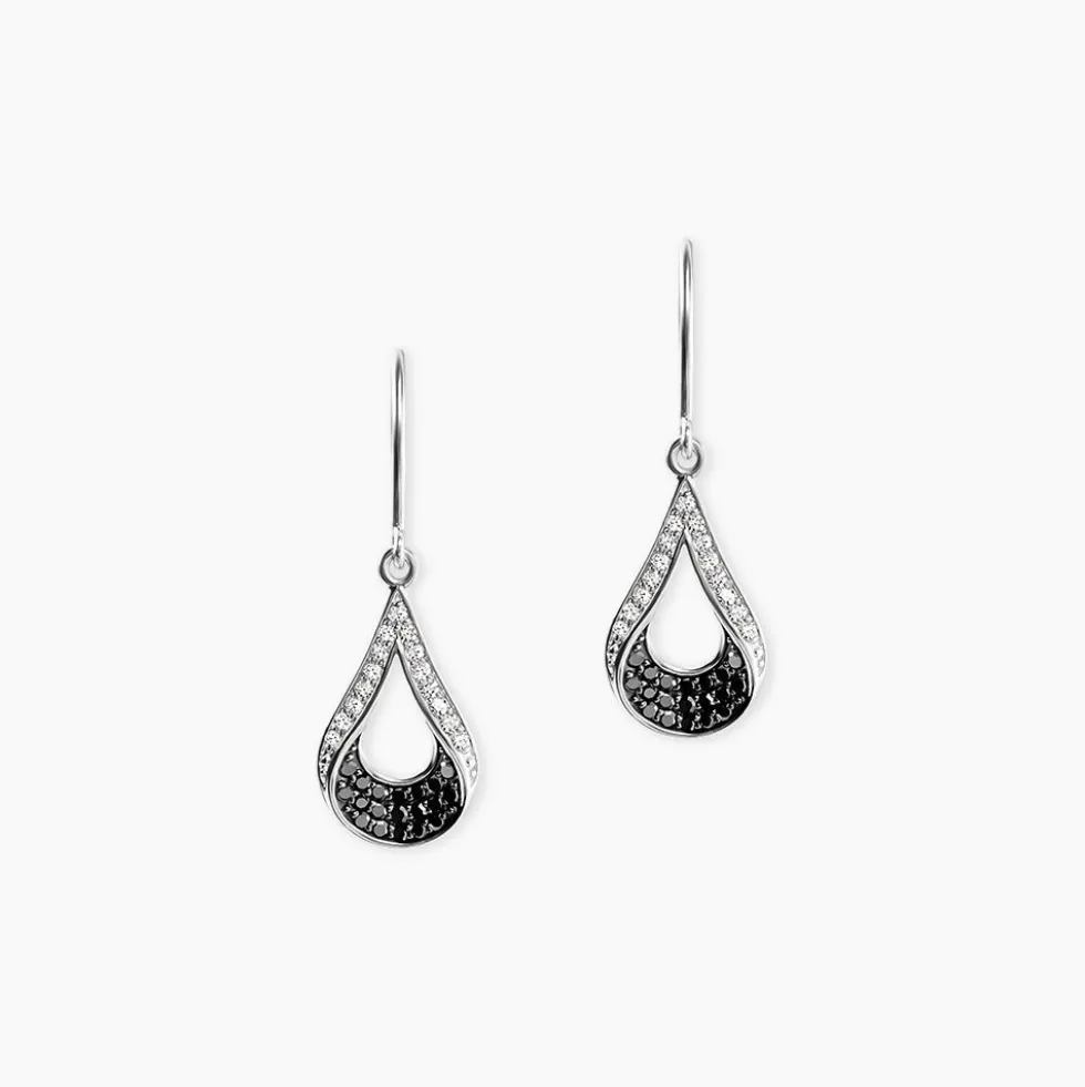 Boucles D'oreilles Pendantes Romanne Or Blanc Diamant