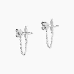 Boucles D'oreilles Pendantes Phula Argent Blanc