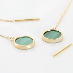 Boucles D'oreilles Pendantes Florica Or Jaune Malachite