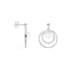 Boucles D'oreilles Pendantes Oksana Argent Perle De Culture Et Oxyde