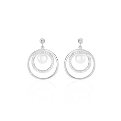 Boucles D'oreilles Pendantes Oksana Argent Perle De Culture Et Oxyde