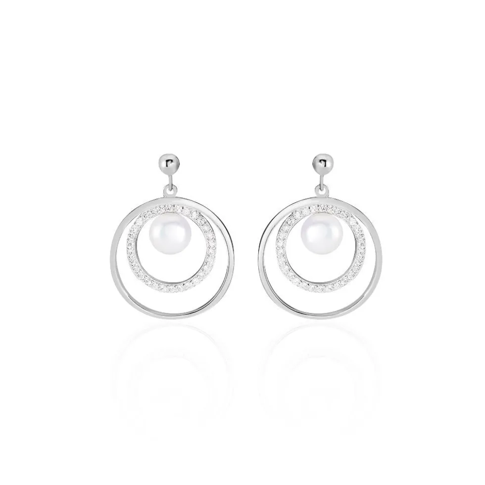 Boucles D'oreilles Pendantes Oksana Argent Perle De Culture Et Oxyde