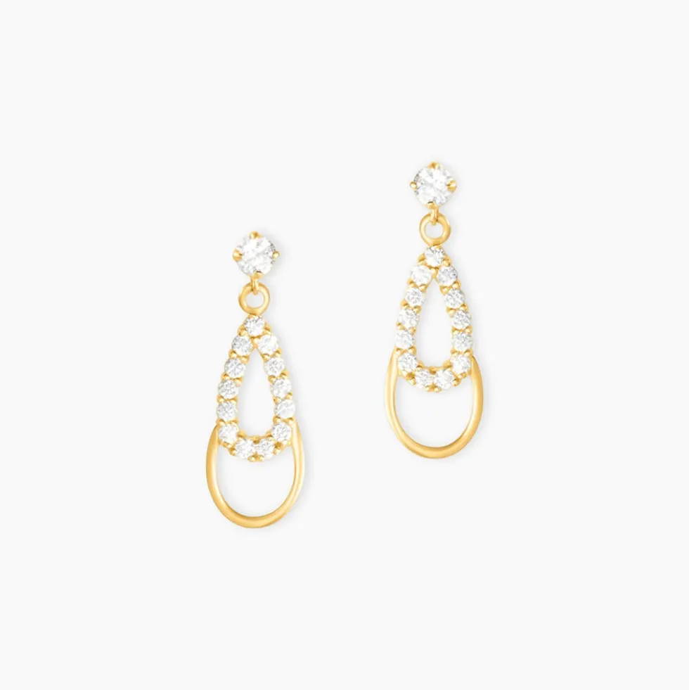 Boucles D'oreilles Pendantes Britain Or Jaune Oxyde De Zirconium