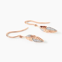 Boucles D'oreilles Pendantes Clodie Or Rose Diamant