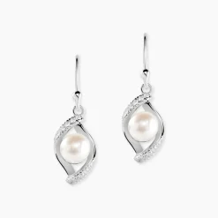 Boucles D'oreilles Pendantes Laurene Argent Perle De Culture Et Oxyde