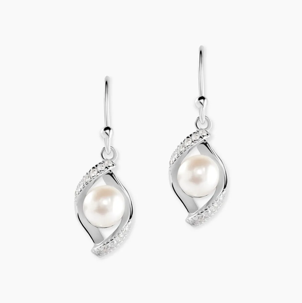 Boucles D'oreilles Pendantes Laurene Argent Perle De Culture Et Oxyde