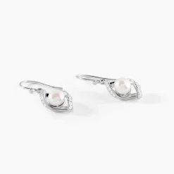 Boucles D'oreilles Pendantes Laurene Argent Perle De Culture Et Oxyde