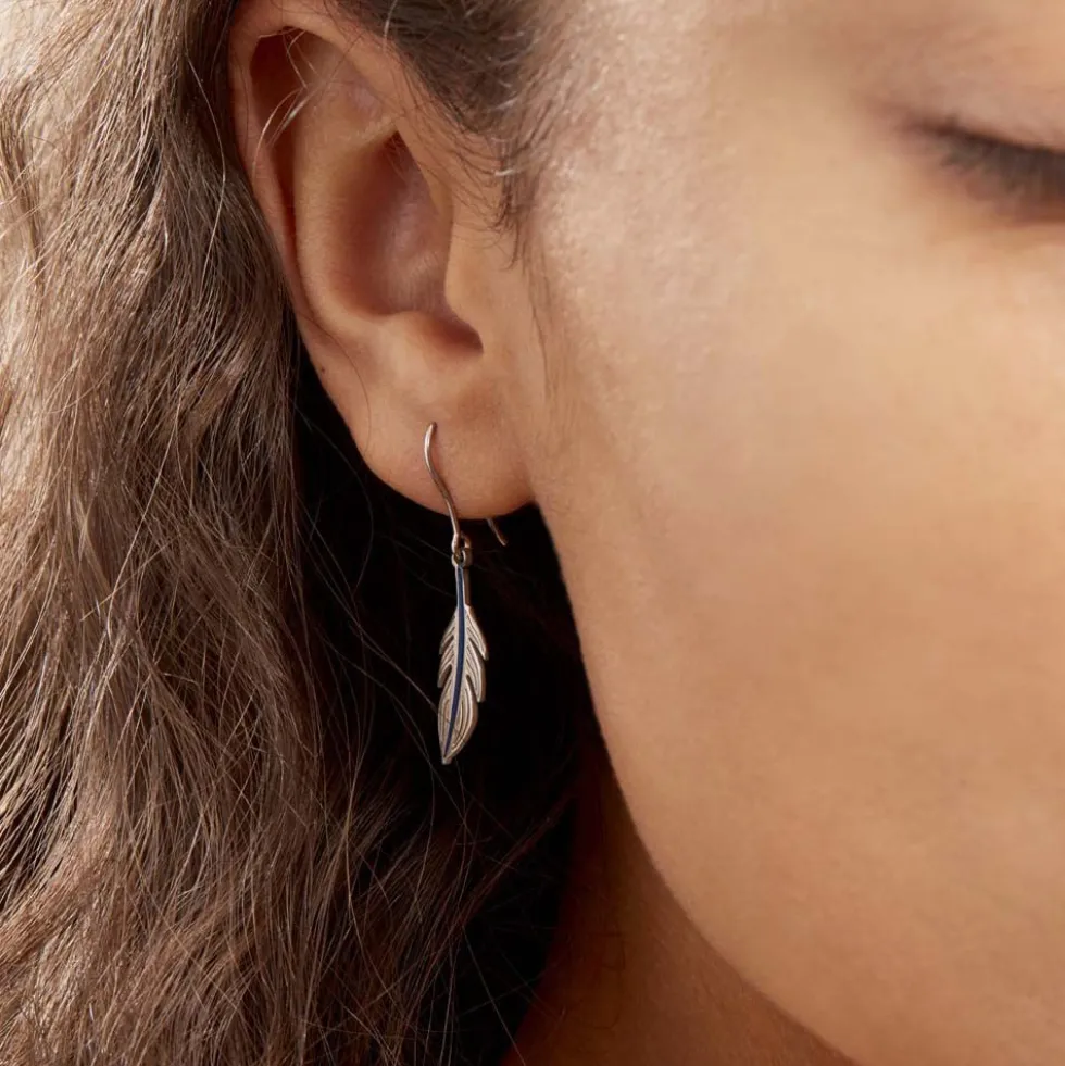 Boucles D'oreilles Pendantes Argent Blanc Stieg
