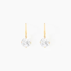 Boucles D'oreilles Pendantes Oxyde Rond Or Jaune Oxyde De Zirconium