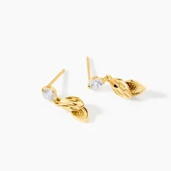 Boucles D'oreilles Pendantes Bartolomea Feuille Or Jaune Oxyde