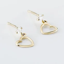 Boucles D'oreilles Pendantes Euria Cœur Or Jaune