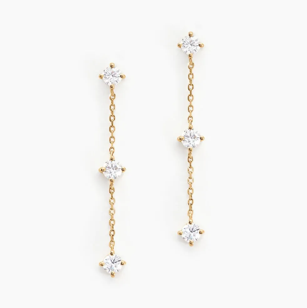 Boucles D'oreilles Pendantes Ethere Or Jaune Oxyde De Zirconium