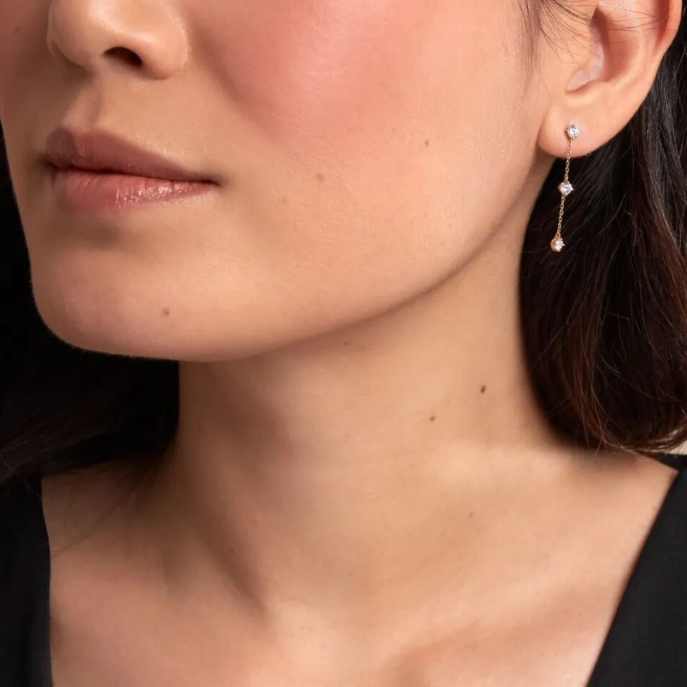 Boucles D'oreilles Pendantes Ethere Or Jaune Oxyde De Zirconium