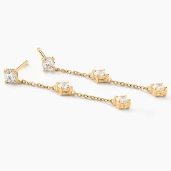 Boucles D'oreilles Pendantes Ethere Or Jaune Oxyde De Zirconium
