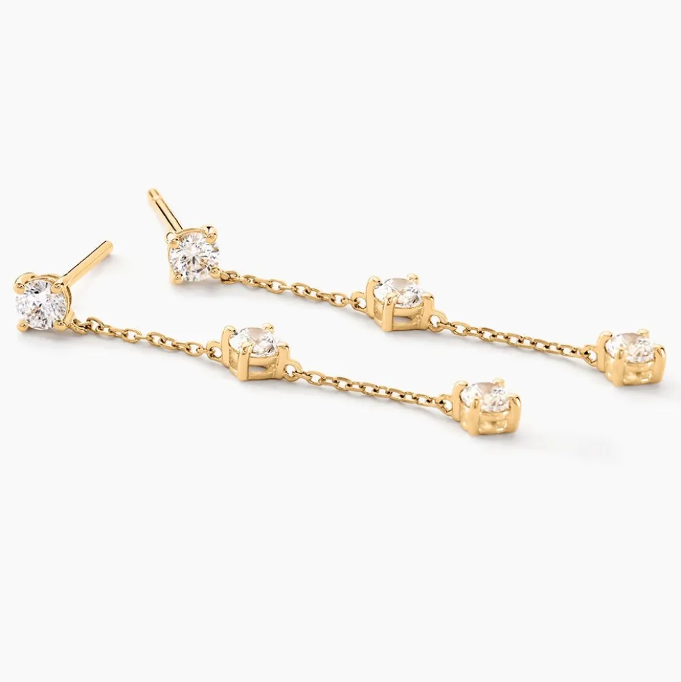 Boucles D'oreilles Pendantes Ethere Or Jaune Oxyde De Zirconium