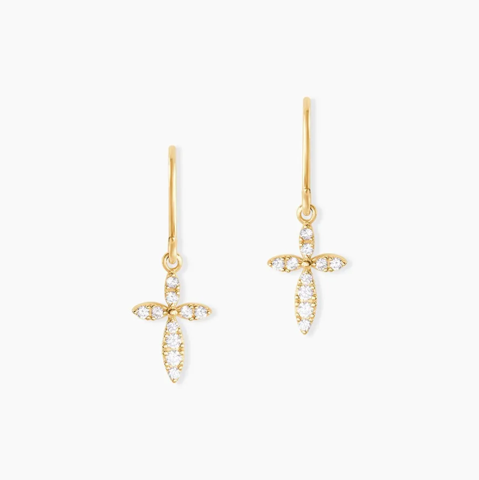 Boucles D'oreilles Pendantes Chastity Or Jaune Oxyde De Zirconium