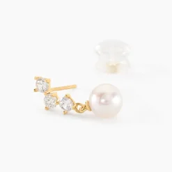 Boucles D'oreilles Pendantes Taiss Or Jaune Perle De Culture