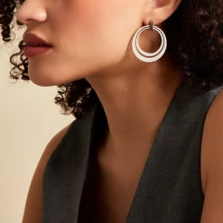 Boucles D'oreilles Pendantes Saffy Acier Blanc