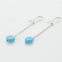 Boucles D'oreilles Pendantes Graziana Argent Blanc Turquoise