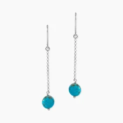 Boucles D'oreilles Pendantes Graziana Argent Blanc Turquoise