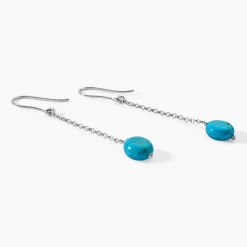 Boucles D'oreilles Pendantes Graziana Argent Blanc Turquoise
