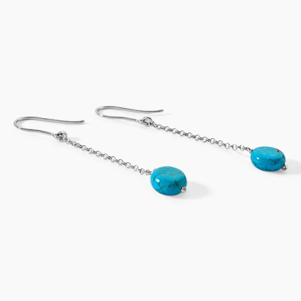Boucles D'oreilles Pendantes Graziana Argent Blanc Turquoise