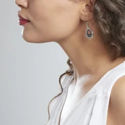 Boucles D'oreilles Pendantes Brewen Argent Blanc Céramique Et Oxyde