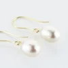 Boucles D'oreilles Pendantes Baroque Or Jaune Perle De Culture