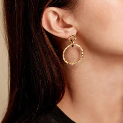 Boucles D'oreilles Pendantes Oia Acier Jaune