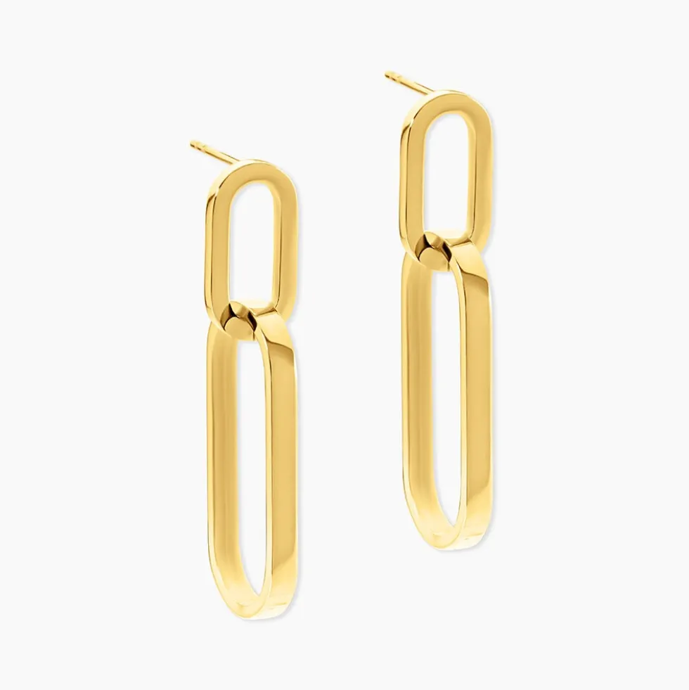 Boucles D'oreilles Pendantes Manille Acier Jaune