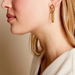 Boucles D'oreilles Pendantes Manille Acier Jaune