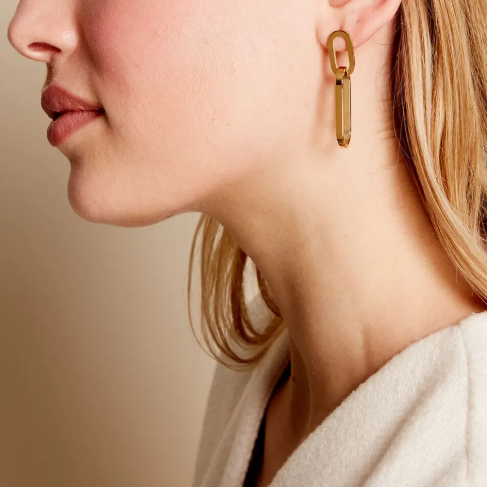 Boucles D'oreilles Pendantes Manille Acier Jaune