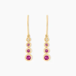 Boucles D'oreilles Pendantes Josephine Or Jaune Rubis