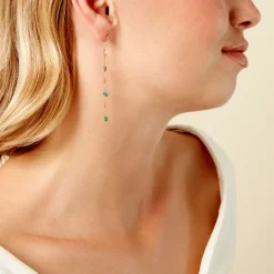 Boucles D'Oreilles Pendantes Epurea Or Jaune Malachite
