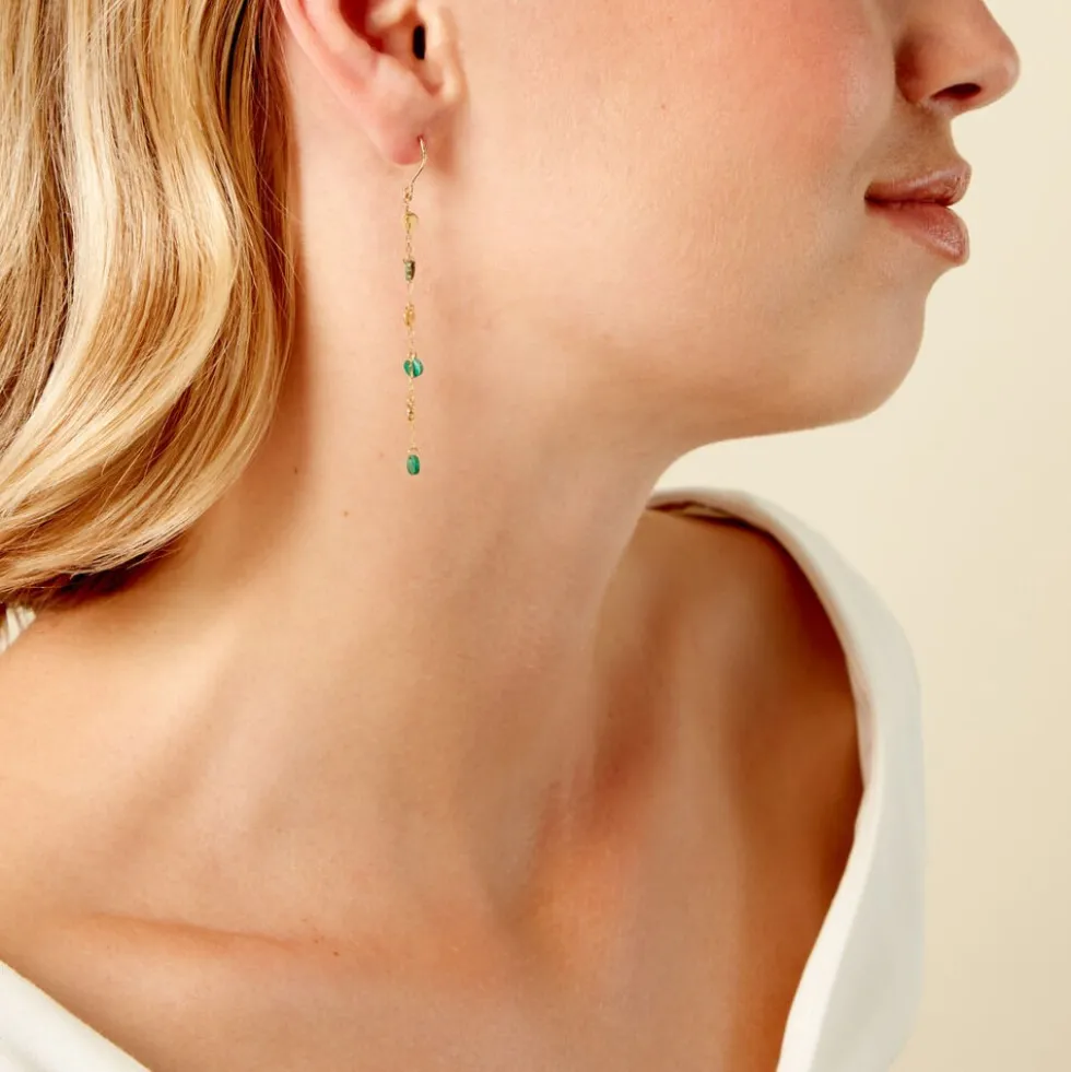 Boucles D'Oreilles Pendantes Epurea Or Jaune Malachite