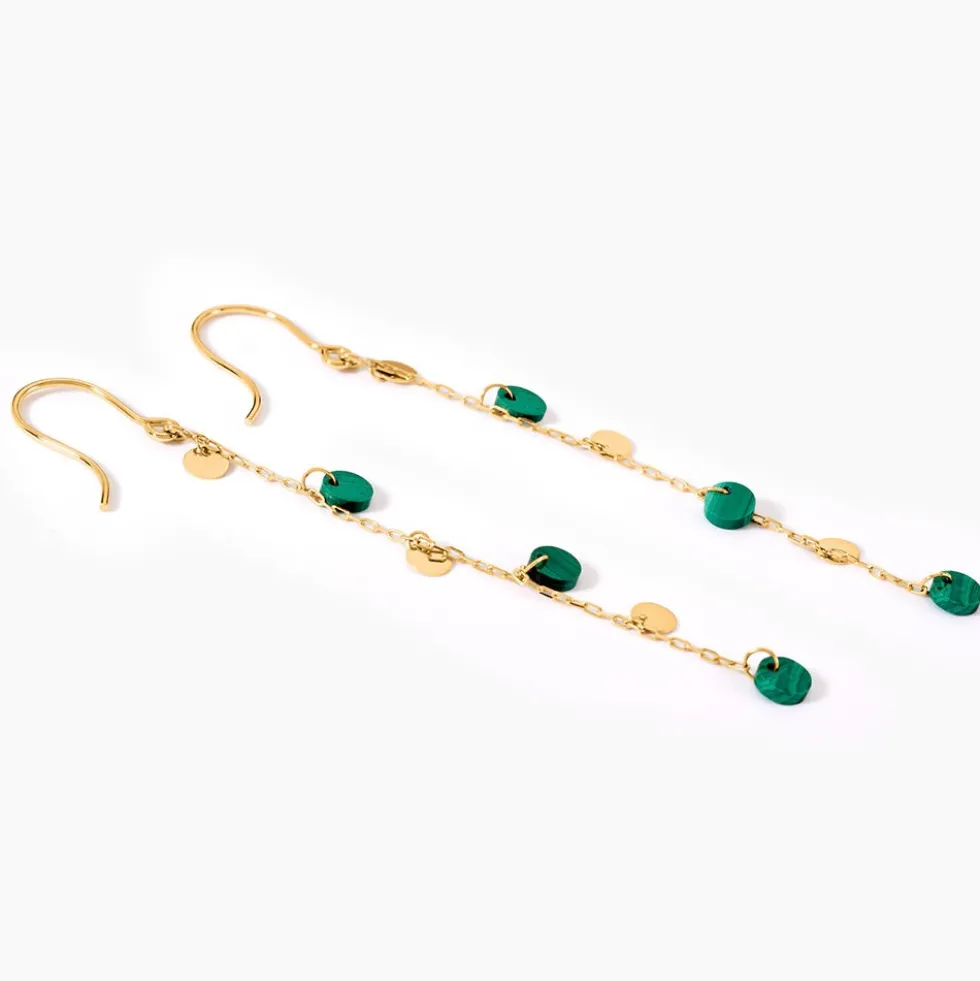 Boucles D'Oreilles Pendantes Epurea Or Jaune Malachite