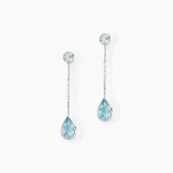 Boucles D'oreilles Pendantes Brenda Or Blanc Topaze