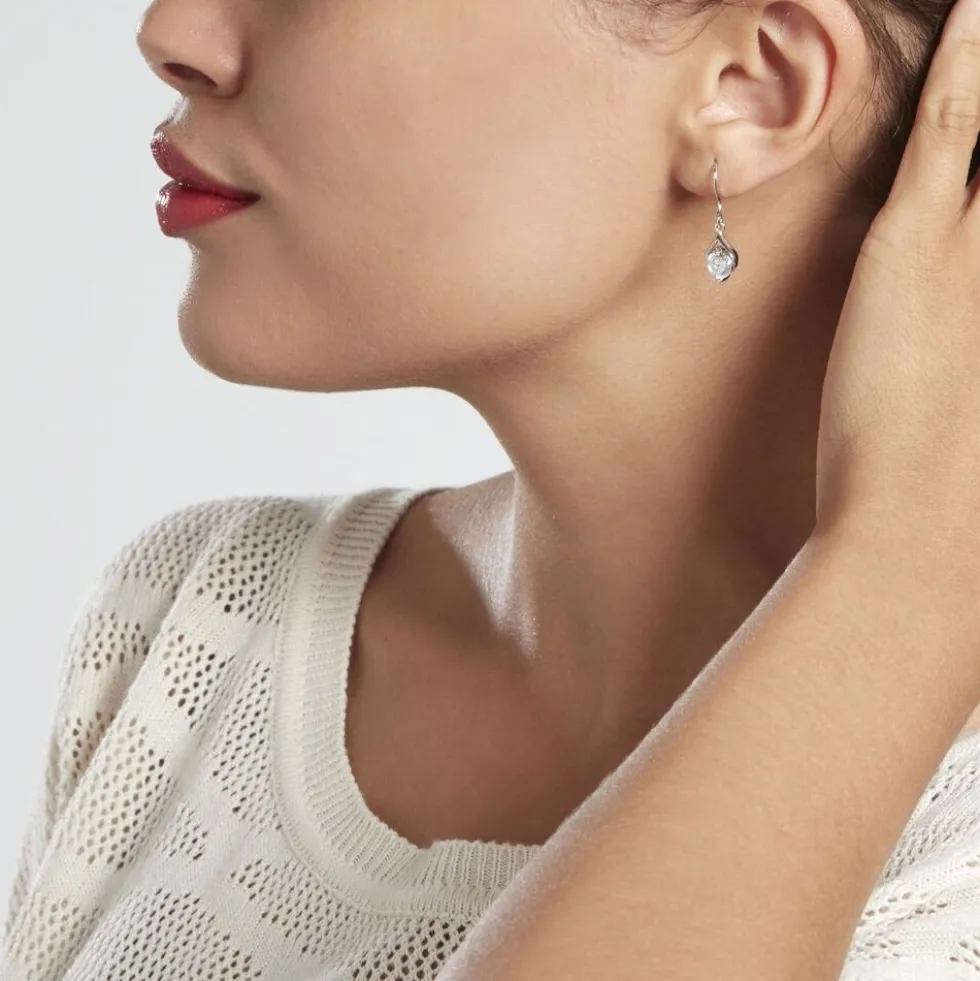 Boucles D'oreilles Pendantes Guenovera Argent Blanc Oxyde De Zirconium
