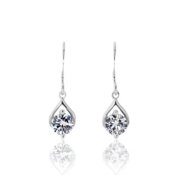 Boucles D'oreilles Pendantes Guenovera Argent Blanc Oxyde De Zirconium