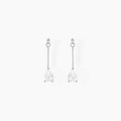 Boucles D'oreilles Pendantes Goutte Or Blanc Oxyde De Zirconium