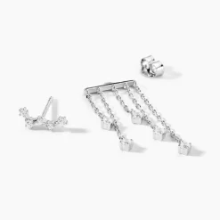 Boucles D'oreilles Pendantes Marsala Argent Blanc Oxyde De Zirconium