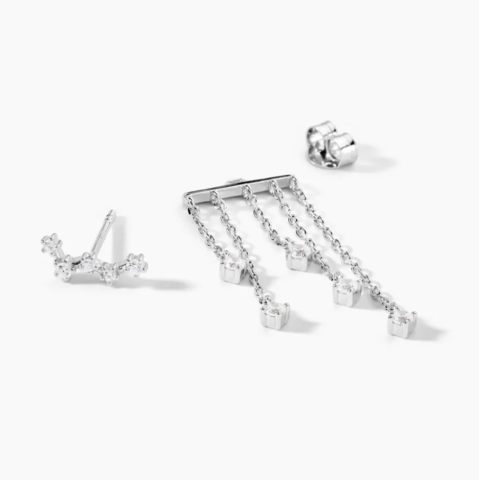 Boucles D'oreilles Pendantes Marsala Argent Blanc Oxyde De Zirconium