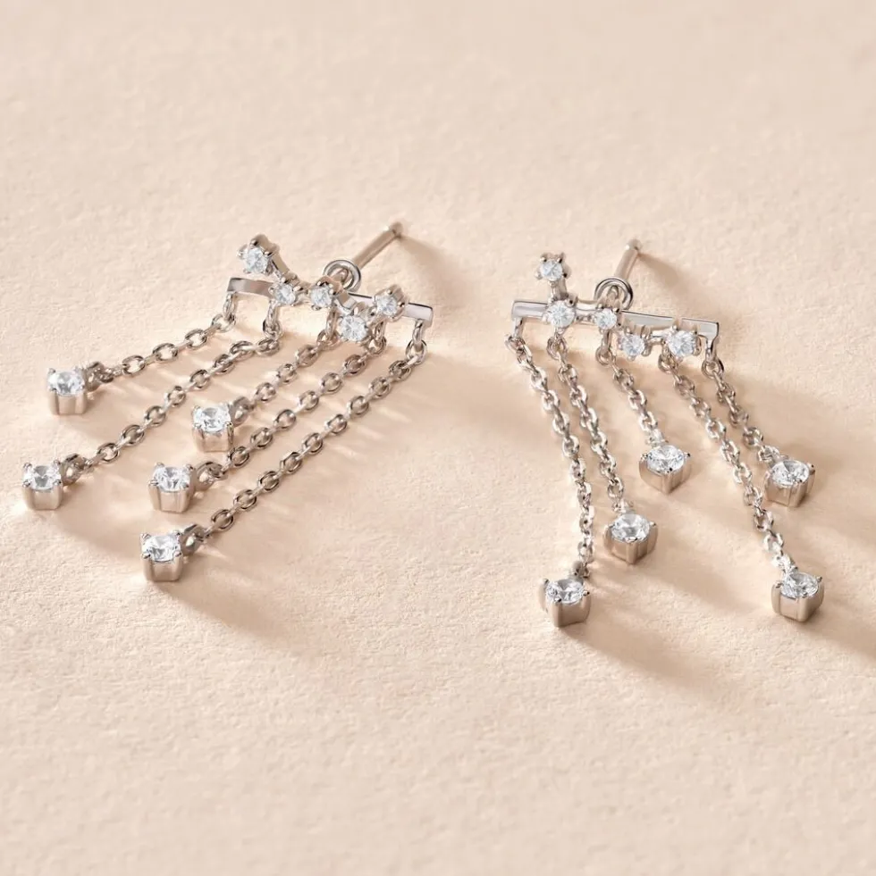 Boucles D'oreilles Pendantes Marsala Argent Blanc Oxyde De Zirconium